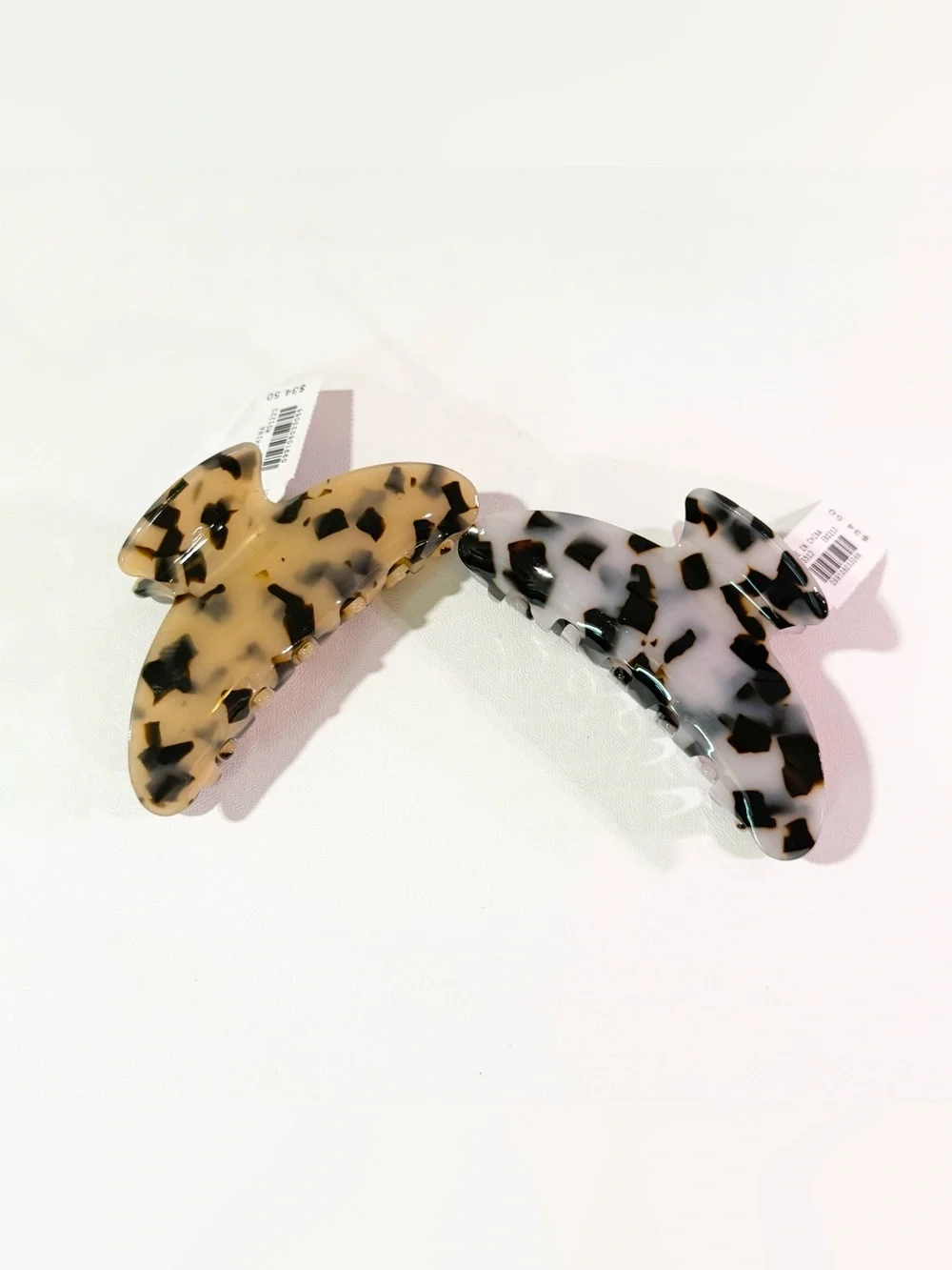 Set of 2 J.Crew Large Tortoise Claw Clips – Blonde Tort & Black/White Tort (NWT)